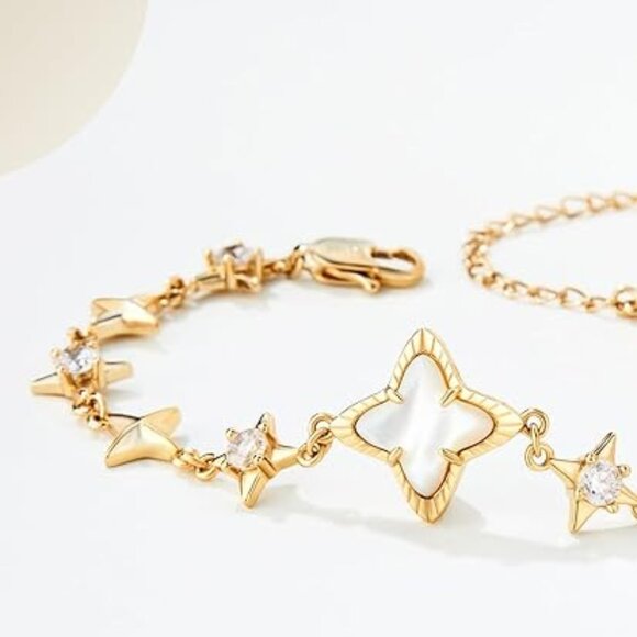 Neiman Marcus Cicy Bell Womens 18k Gold Plated White Shell Bracelet - Picture 4 of 4